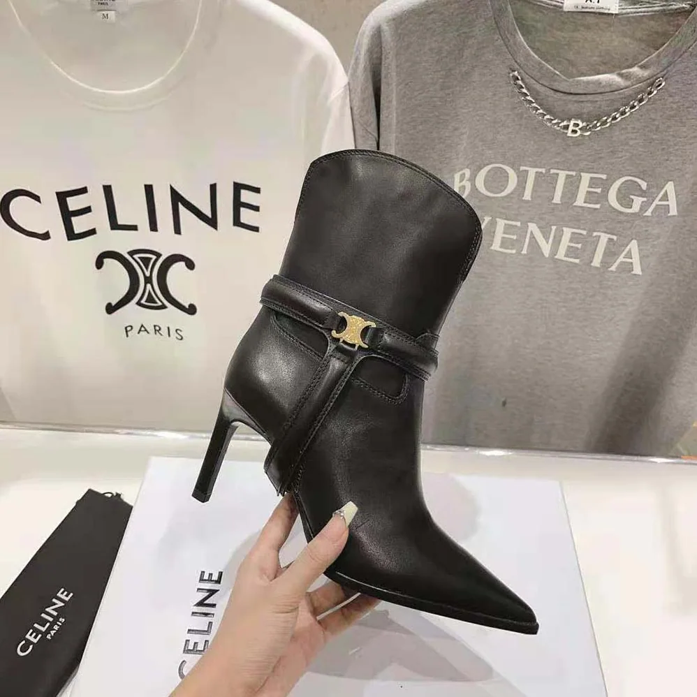 Celine Verneuil Triomphe Harness Low Boot in Calfskin for Women