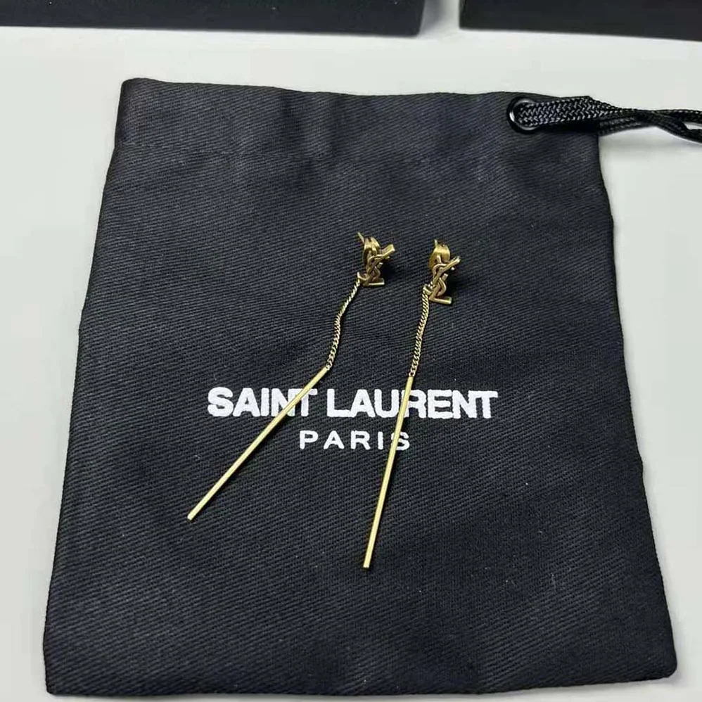 Saint Laurent YSL Opyum YSL Threader Earrings in Metal for Women in Gold