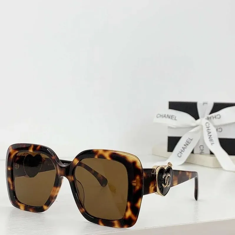 Chanel Square Heart CC Sunglasses Brown