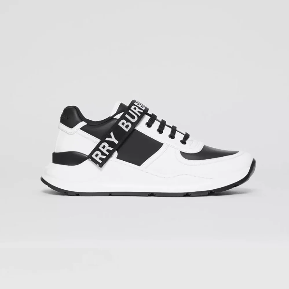Burberry Logo Detail Leather and Nylon Sneakers for Unisex in Black Burberry Logo Detail Leather and Nylon Sneakers for Unisex in Black