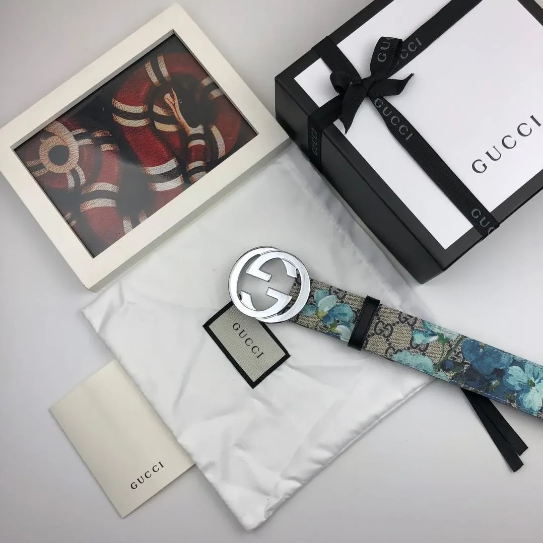 Gucci Superme Belt With Floral Embroidery Beige in Ebony Supreme Canvas