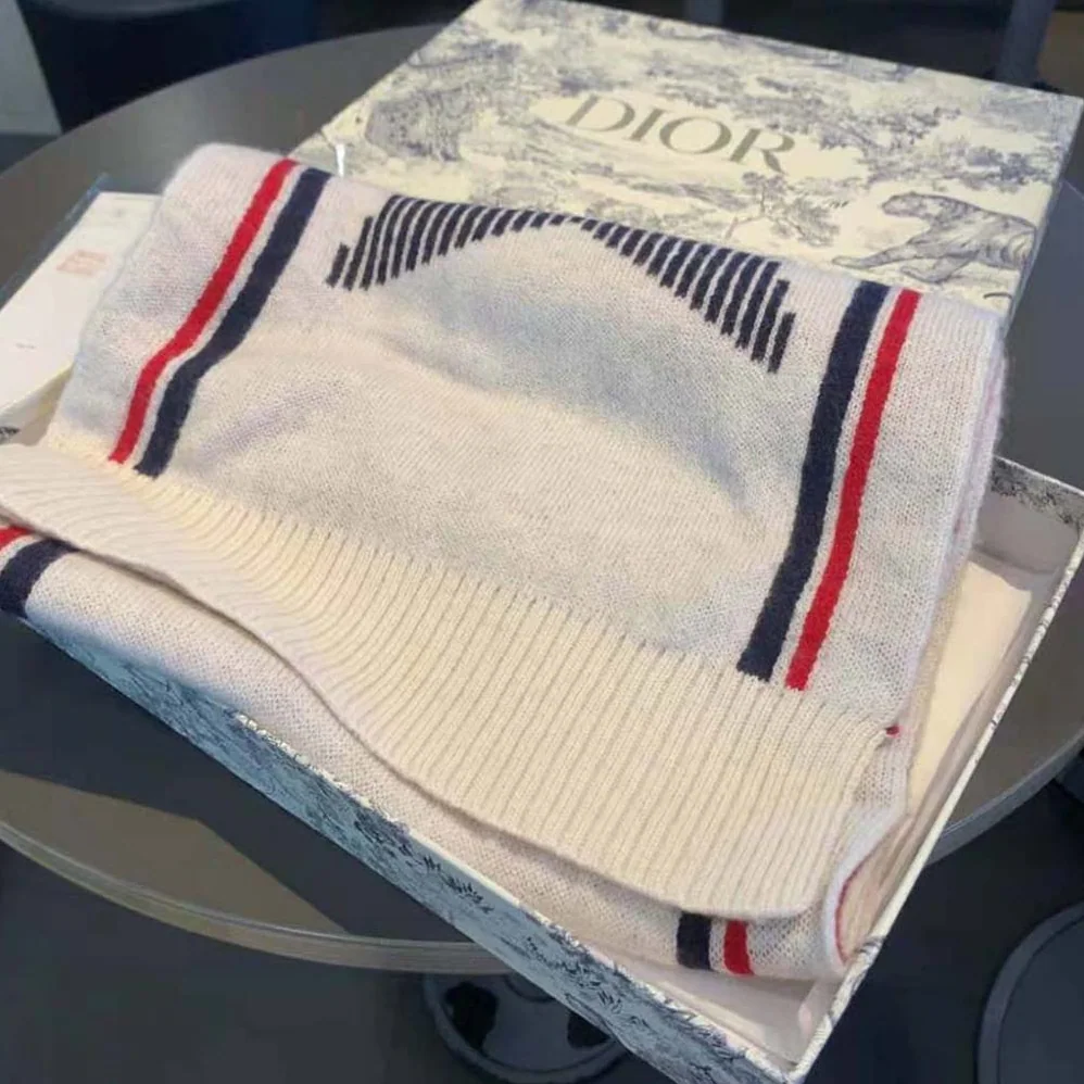 Dior Dioralps Scarf White Three for Women in Tone Wool and Cashmere