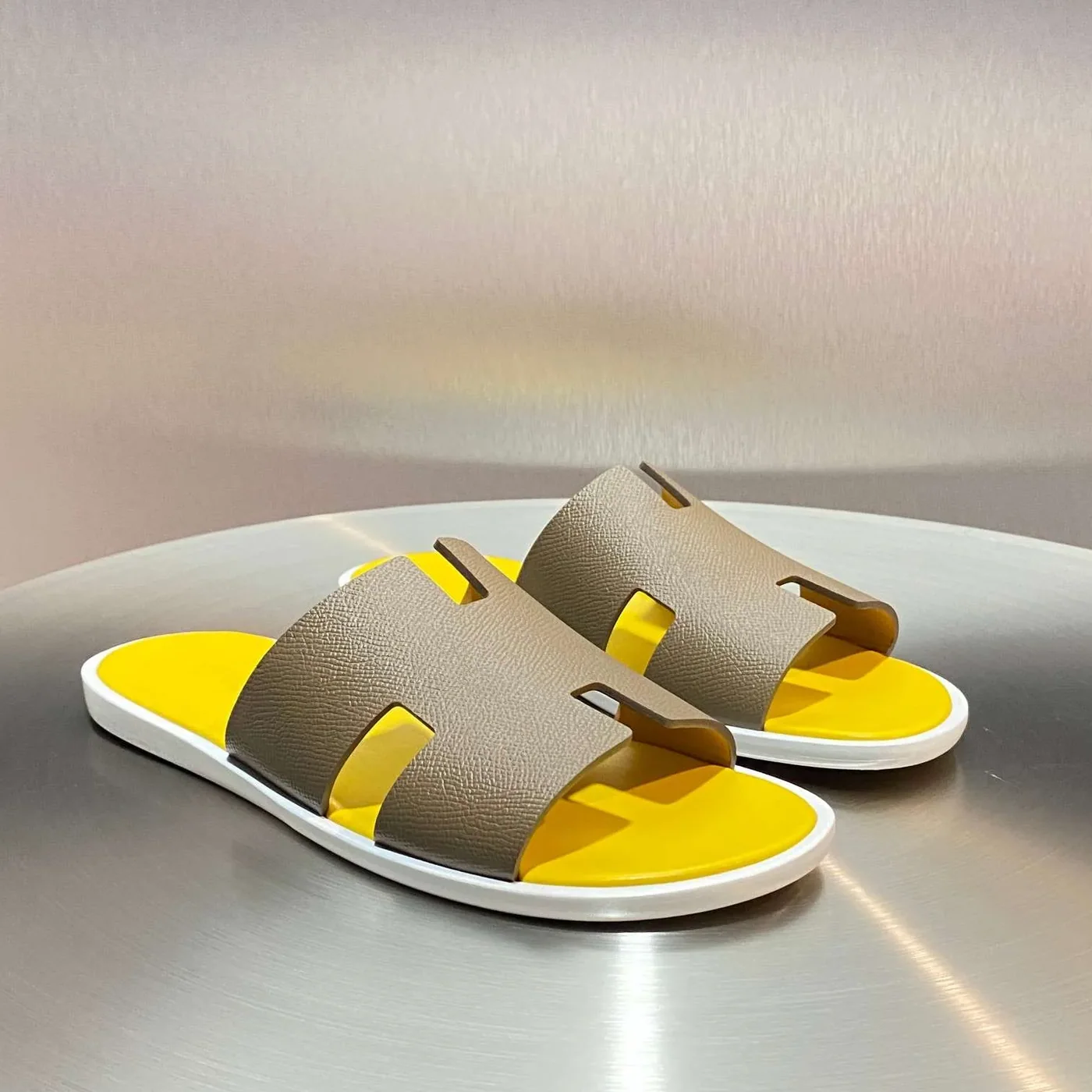 Hermes Oran Sandals Taupe in Yellow Hermes Oran Sandals Taupe in Yellow
