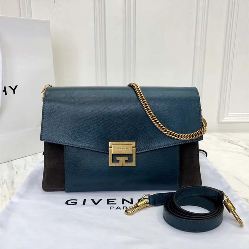 Givenchy Small Gv3 Bag in Leather and Suede for Women in Navy