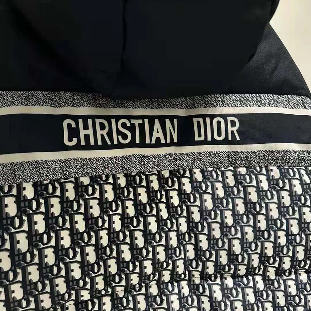 Dior Reversible Long Puffer Jacket Blue and Ecru Dior Oblique Quilted Technical Taffeta for Women