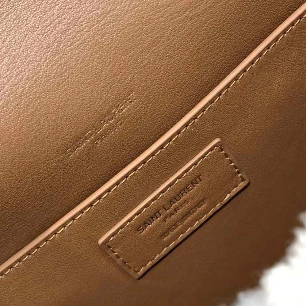 Saint Laurent YSL Niki Medium Chain Bag in Crinkled Leather and Shearling for Women in Brown