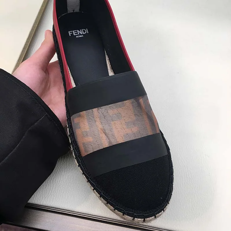 Fendi Black Canvas Espadrilles Shoes Black for Women Fendi Black Canvas Espadrilles Shoes Black for Women
