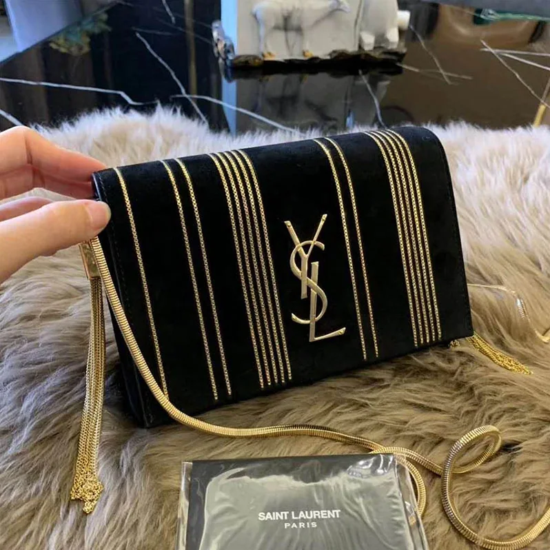 Saint Laurent YSL Kate Small Suede with Chains for Women in Black Saint Laurent YSL Kate Small Suede with Chains for Women in Black