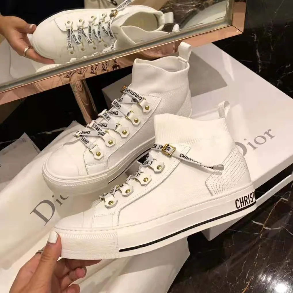 Dior Walk'N'Dior Techincal Knit Mid-Top Sneaker for Women in White Dior Walk'N'Dior Techincal Knit Mid-Top Sneaker for Women in White