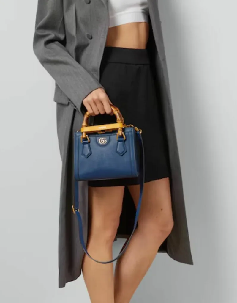 Gucci Diana Mini Tote Bag Canvas Lining Blue / GG
