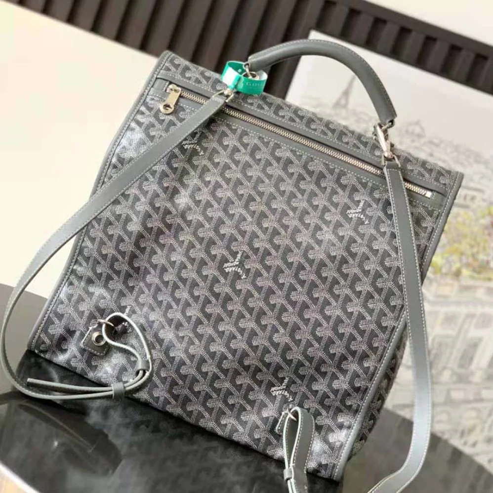Goyard Saint Léger Backpack in Goyardine Canvas & Chevroches Calfskin for Women in Gray Goyard Saint Léger Backpack in Goyardine Canvas & Chevroches Calfskin for Women in Gray