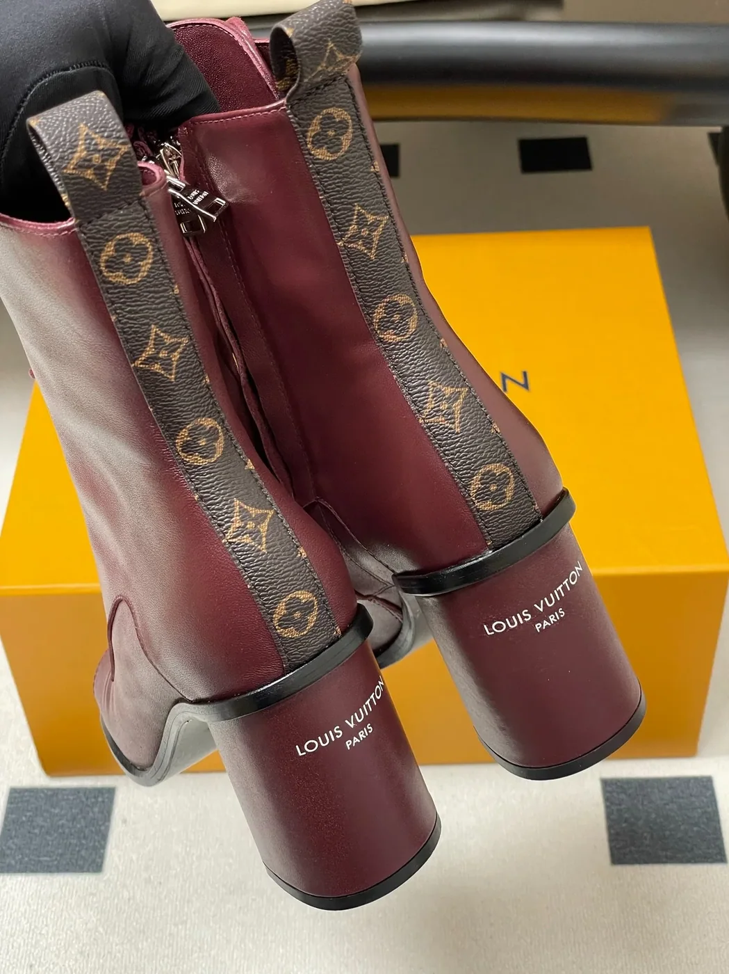 Louis Vuitton Berlin Open Toe Ankle Boots Bordeaux Red 1AICLT