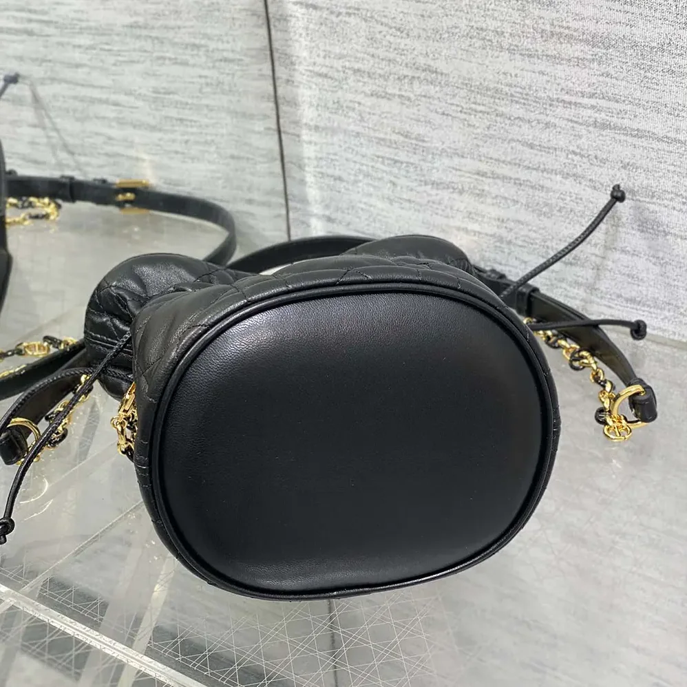 Dior Miss Caro Mini Bucket Bag with Drawstring Black Macrocannage Lambskin for Women Dior Miss Caro Mini Bucket Bag with Drawstring Black Macrocannage Lambskin for Women