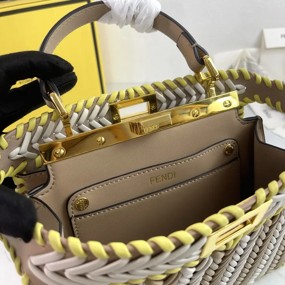 Fendi Peekaboo ISeeU Small Multicolor Interlaced Leather Bag for Women Fendi Peekaboo ISeeU Small Multicolor Interlaced Leather Bag for Women