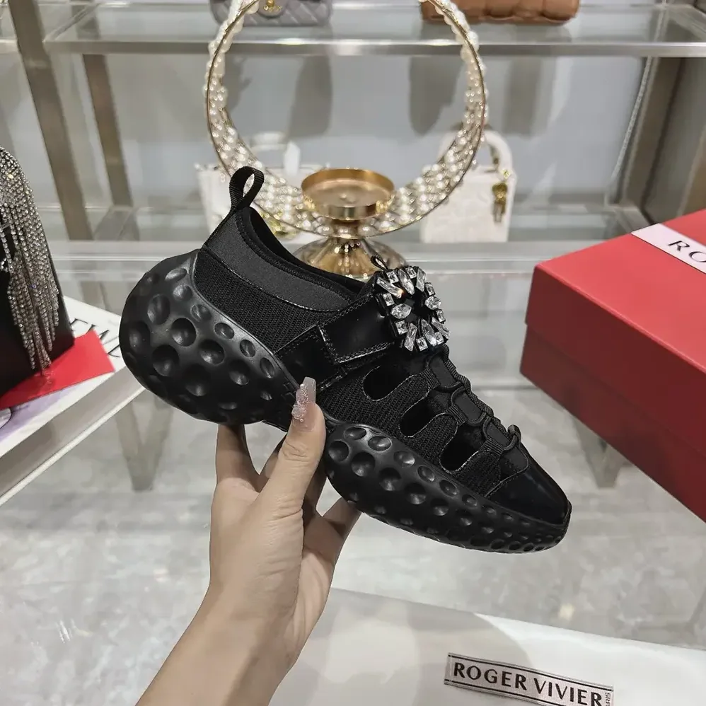 Roger Vivier Viv' Run Light Trekky Sneakers in Fabric for Women in Black Roger Vivier Viv' Run Light Trekky Sneakers in Fabric for Women in Black
