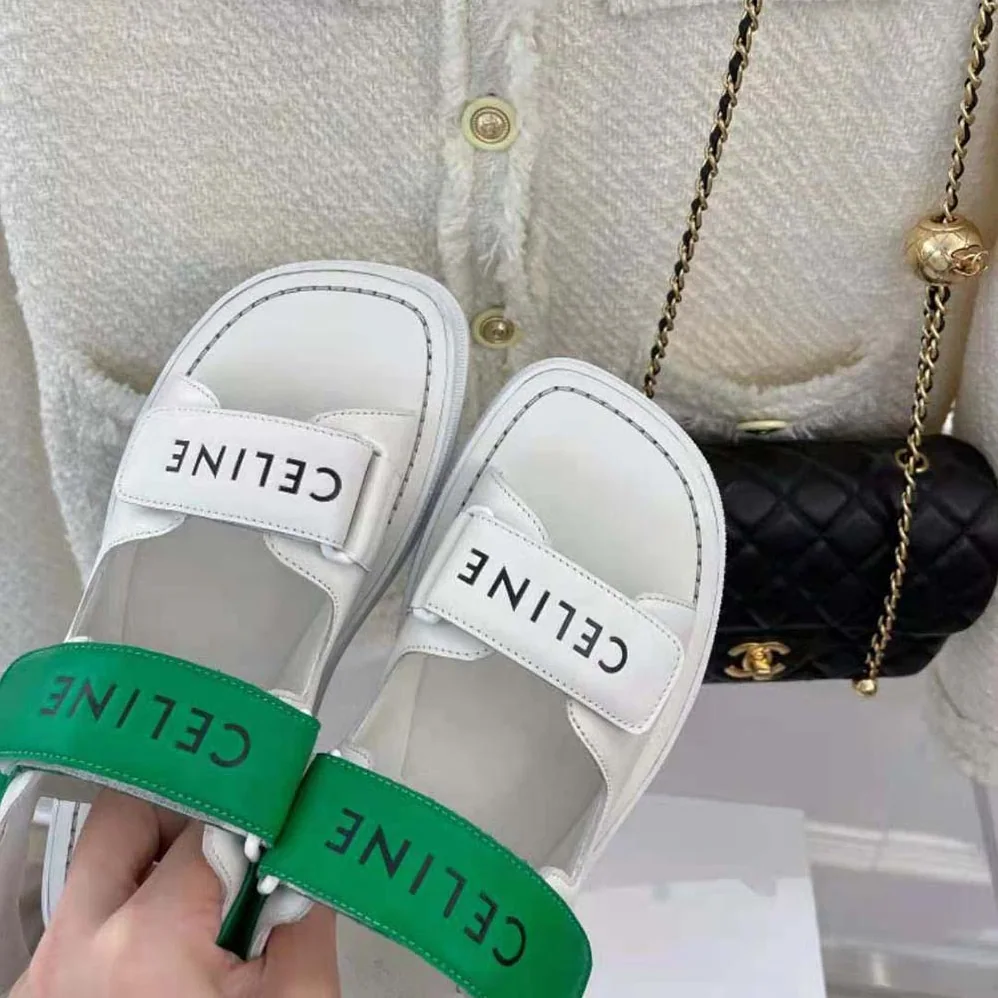 Celine Leo Scratch Sandal in Calfskin for Women in Green Celine Leo Scratch Sandal in Calfskin for Women in Green