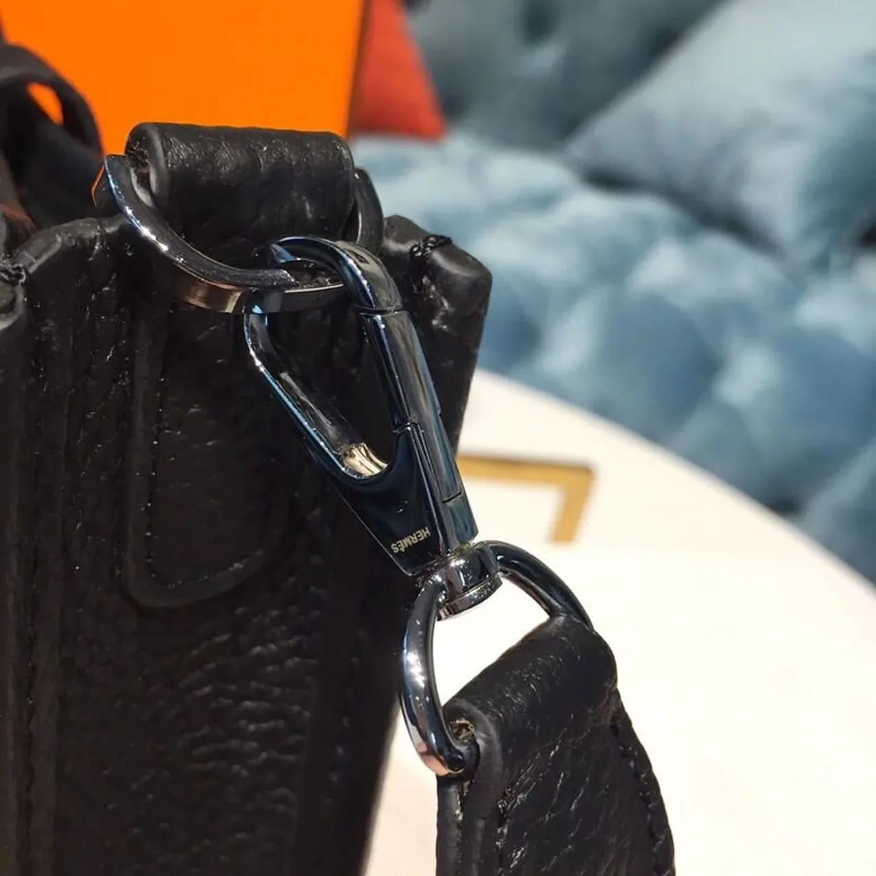 Hermes Evelyne II TPM Bag Black Silver Toned Hardware /