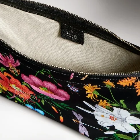 Gucci Lady Lunetta Small Shoulder Bag / Black/ Multicolor Gucci Flora Coated Canvas Palladium Hardware