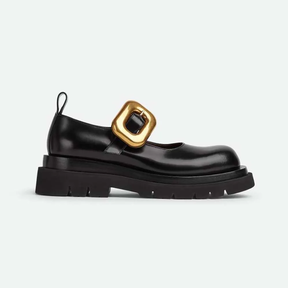 Bottega Veneta Lug Mary-Jane Flats for Women in Black Bottega Veneta Lug Mary-Jane Flats for Women in Black