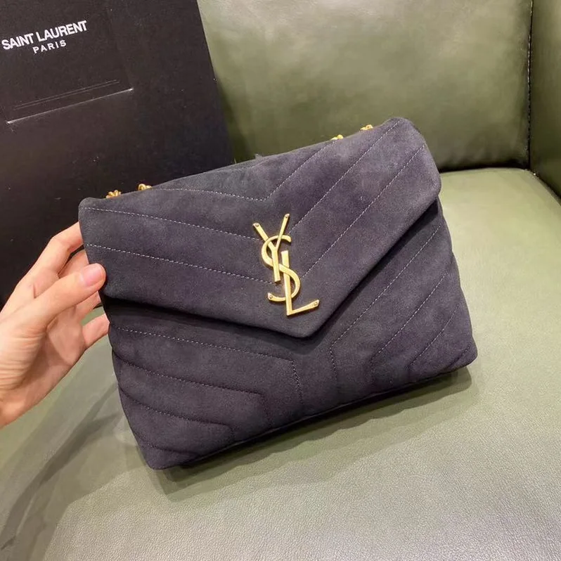 Saint Laurent YSL Loulou Toy Strap Bag Matelassé Y Quilted Suede Smooth Leather Black for Women Saint Laurent YSL Loulou Toy Strap Bag Matelassé Y Quilted Suede Smooth Leather Black for Women