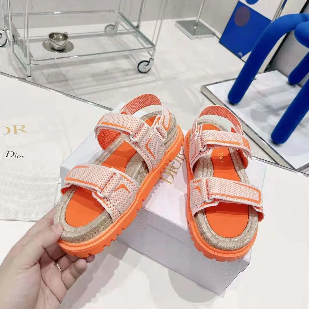 Dior Dioract Sandal White and Bright Orange Technical Mesh and Rubber for Women Dior Dioract Sandal White and Bright Orange Technical Mesh and Rubber for Women