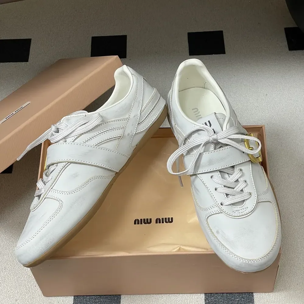 Miu Miu Gymnasium Leather Sneakers With Strap and Buckle for Women