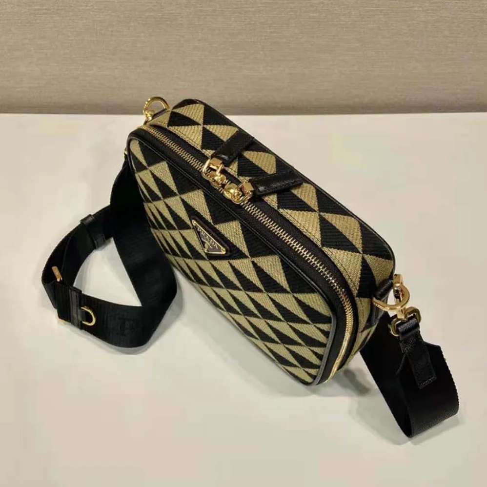 Prada Symbole Embroidered Fabric Bag for Women