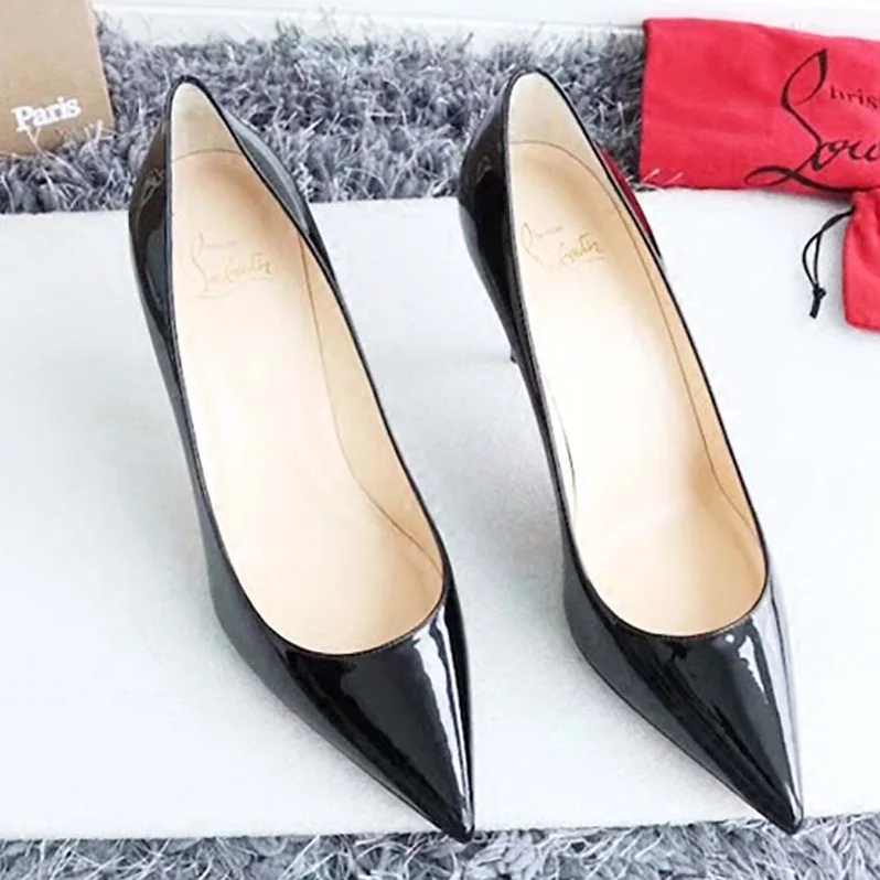 Christian Louboutin Decollete 554 Patent 85 mm Pumps Shoes Black for Women