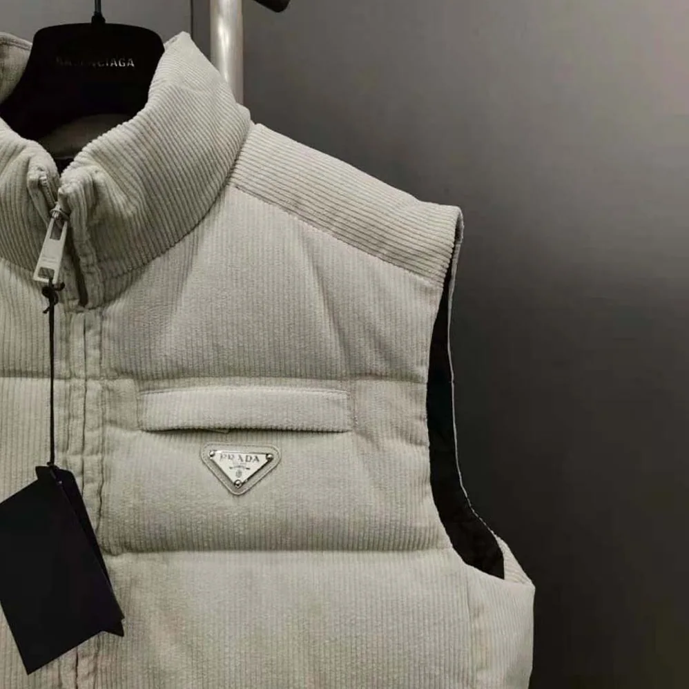 Prada Cropped Corduroy Down Vest for Men Prada Cropped Corduroy Down Vest for Men