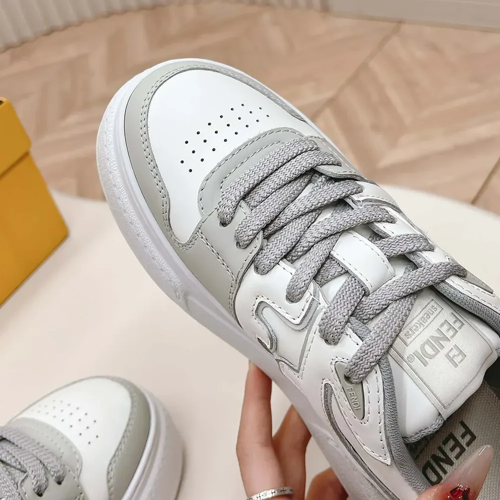 Fendi Match Gray Leather Platform Low for Women in tops