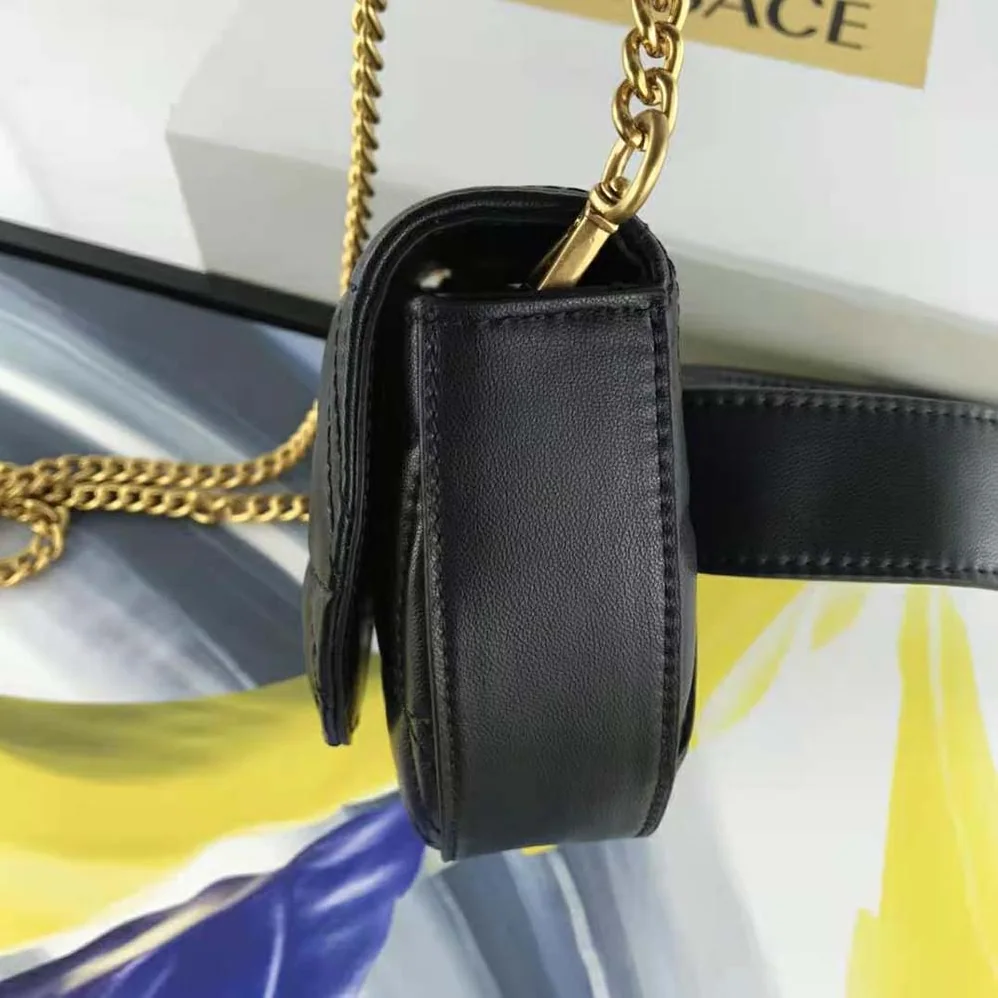 Versace Virtus Quilted Belt Bag in Calfskin Leather for Women in Black Versace Virtus Quilted Belt Bag in Calfskin Leather for Women in Black