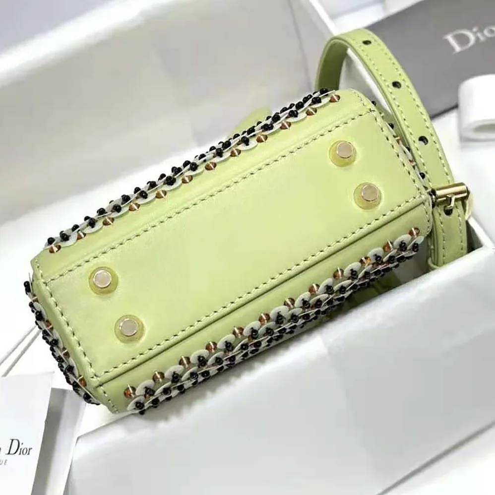 Dior Micro Lady Dior Bag Sage Green Embroidered Calfskin with Multicolor Sequins for Women Dior Micro Lady Dior Bag Sage Green Embroidered Calfskin with Multicolor Sequins for Women