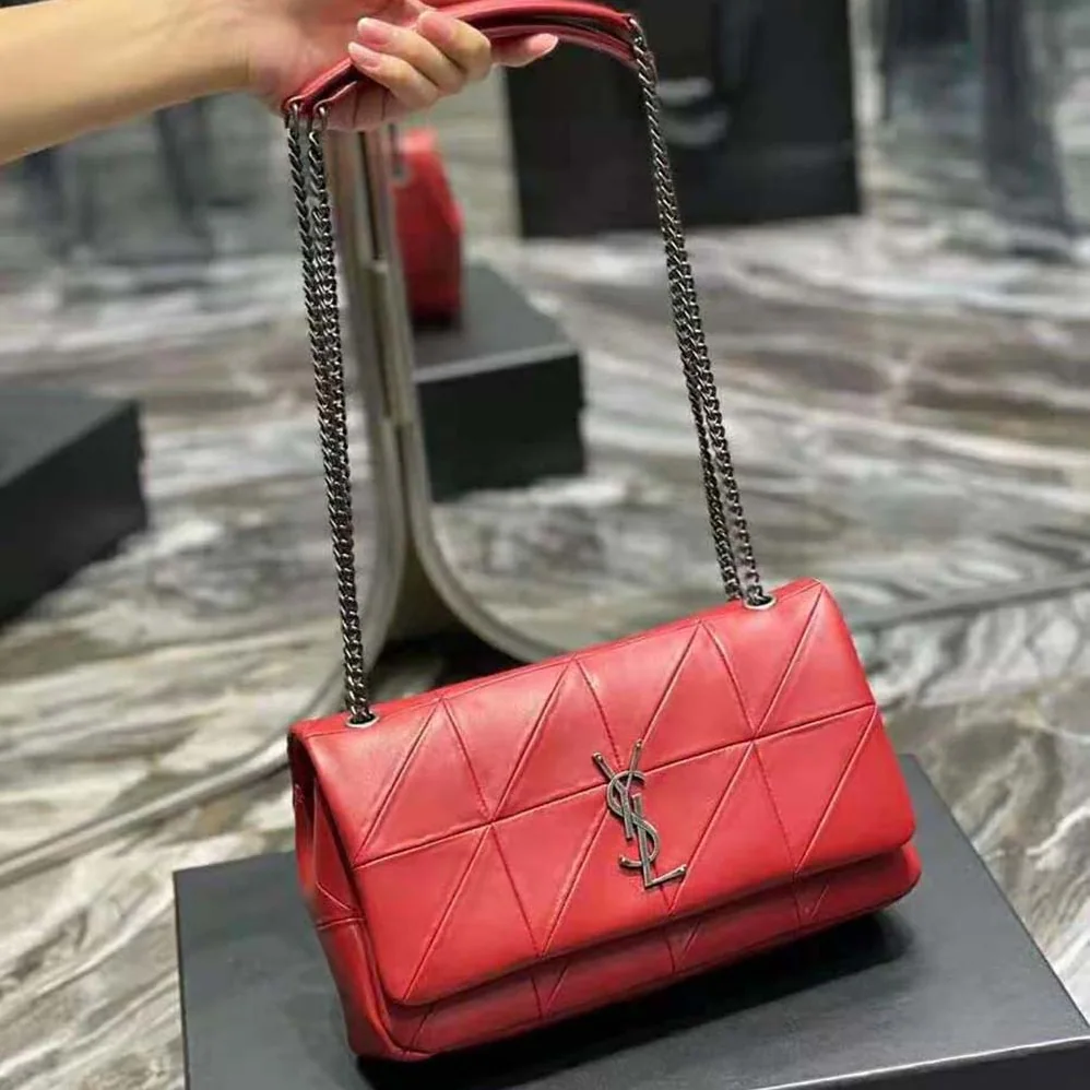 Saint Laurent YSL Jamie Medium Carre Reive Gauche in Lambskin for Women in Red