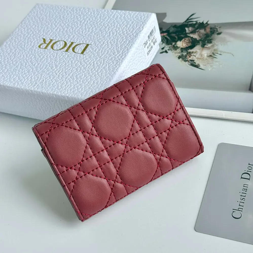 Dior Lady Dior Glycine Wallet Garance Red Cannage Lambskin for Women Dior Lady Dior Glycine Wallet Garance Red Cannage Lambskin for Women