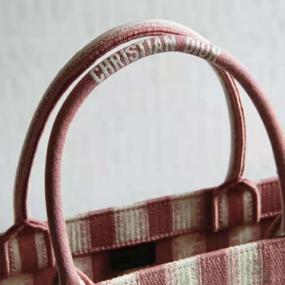 Dior Dior Book Tote Pink D for Women in Stripes Embroidery