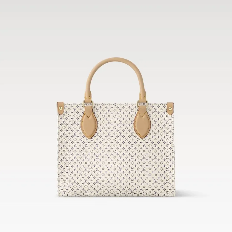 Louis Vuitton OnTheGo PM Tote Bag / Azure Blue/ Sand Gold Hardware