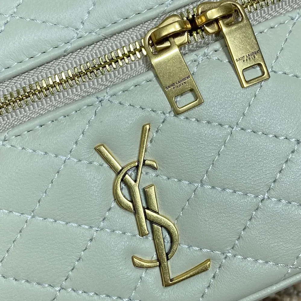 Saint Laurent YSL Gaby Vanity Bag In Lambskin for Women in White Saint Laurent YSL Gaby Vanity Bag In Lambskin for Women in White