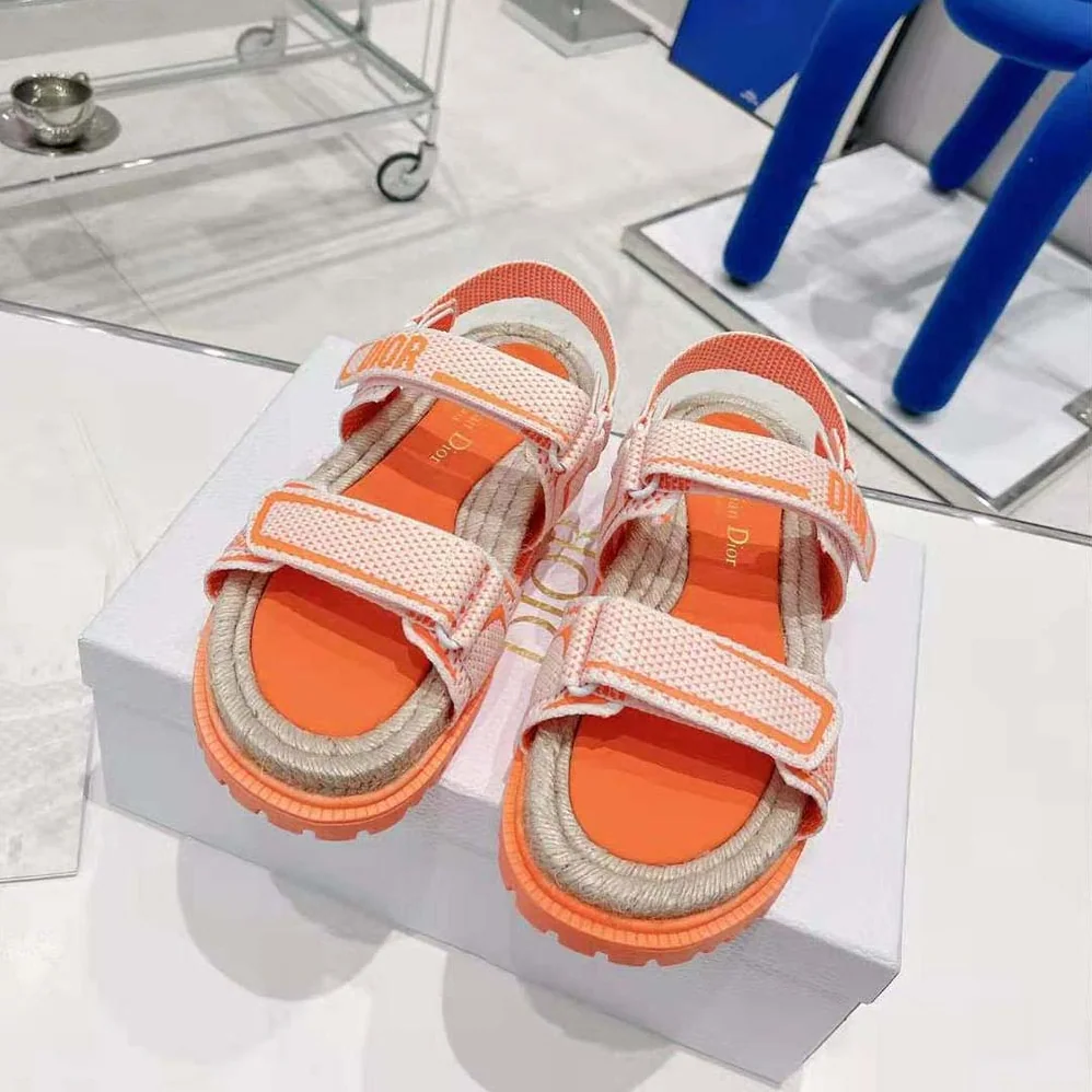 Dior Dioract Sandal White and Bright Orange Technical Mesh and Rubber for Women Dior Dioract Sandal White and Bright Orange Technical Mesh and Rubber for Women