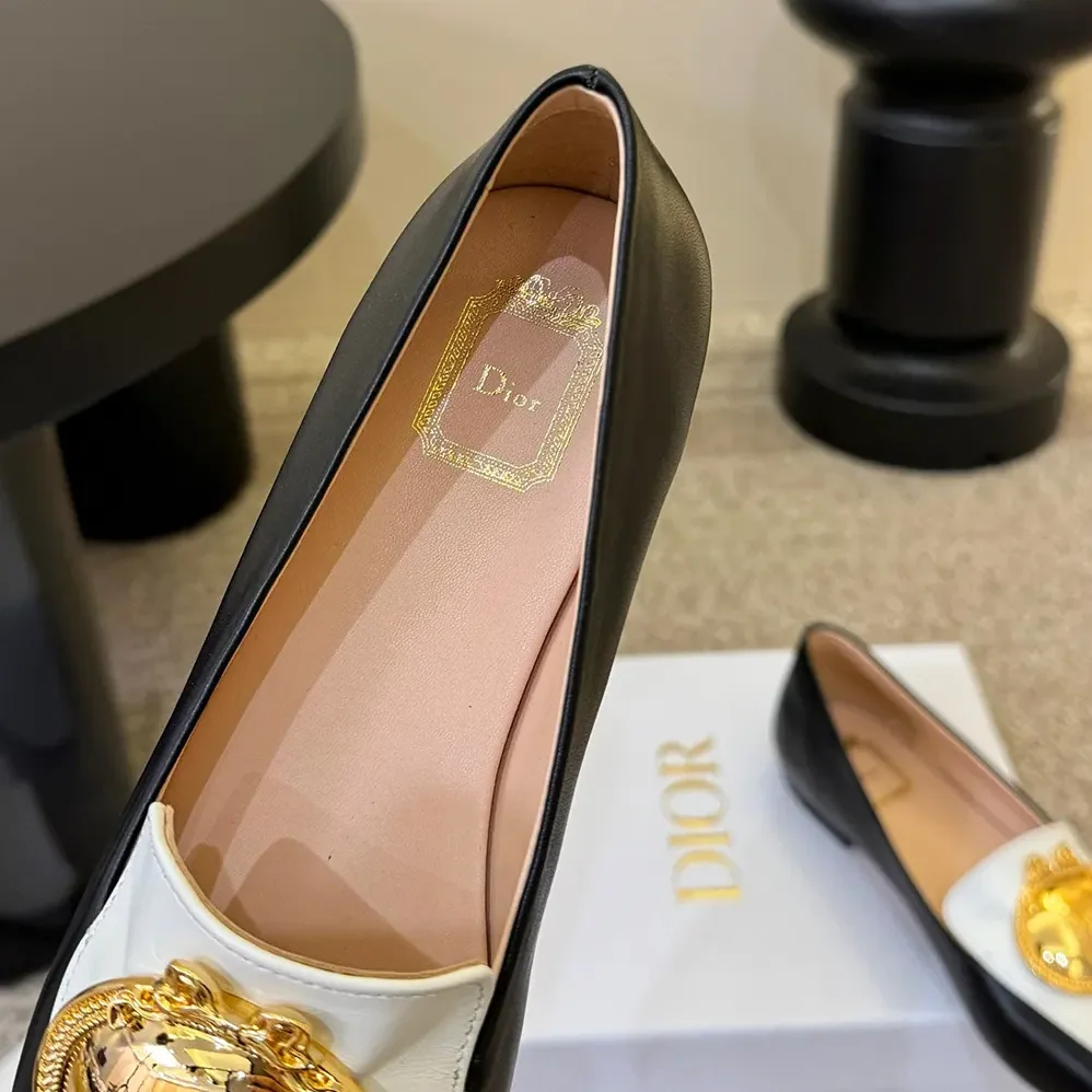 Dior Médaillon Loafer Black and White Lambskin for Women Dior Médaillon Loafer Black and White Lambskin for Women
