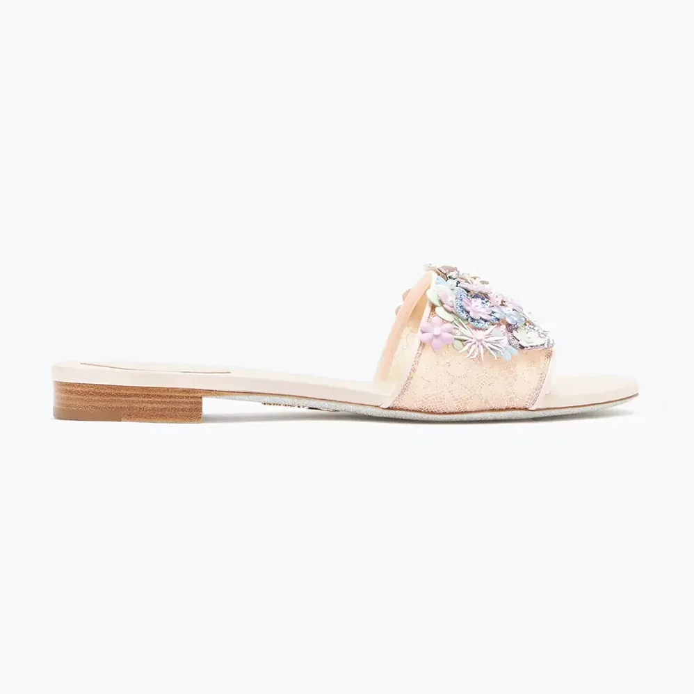 Rene Caovilla Roxanne Nude Slider Sandal 10 for Women Rene Caovilla Roxanne Nude Slider Sandal 10 for Women