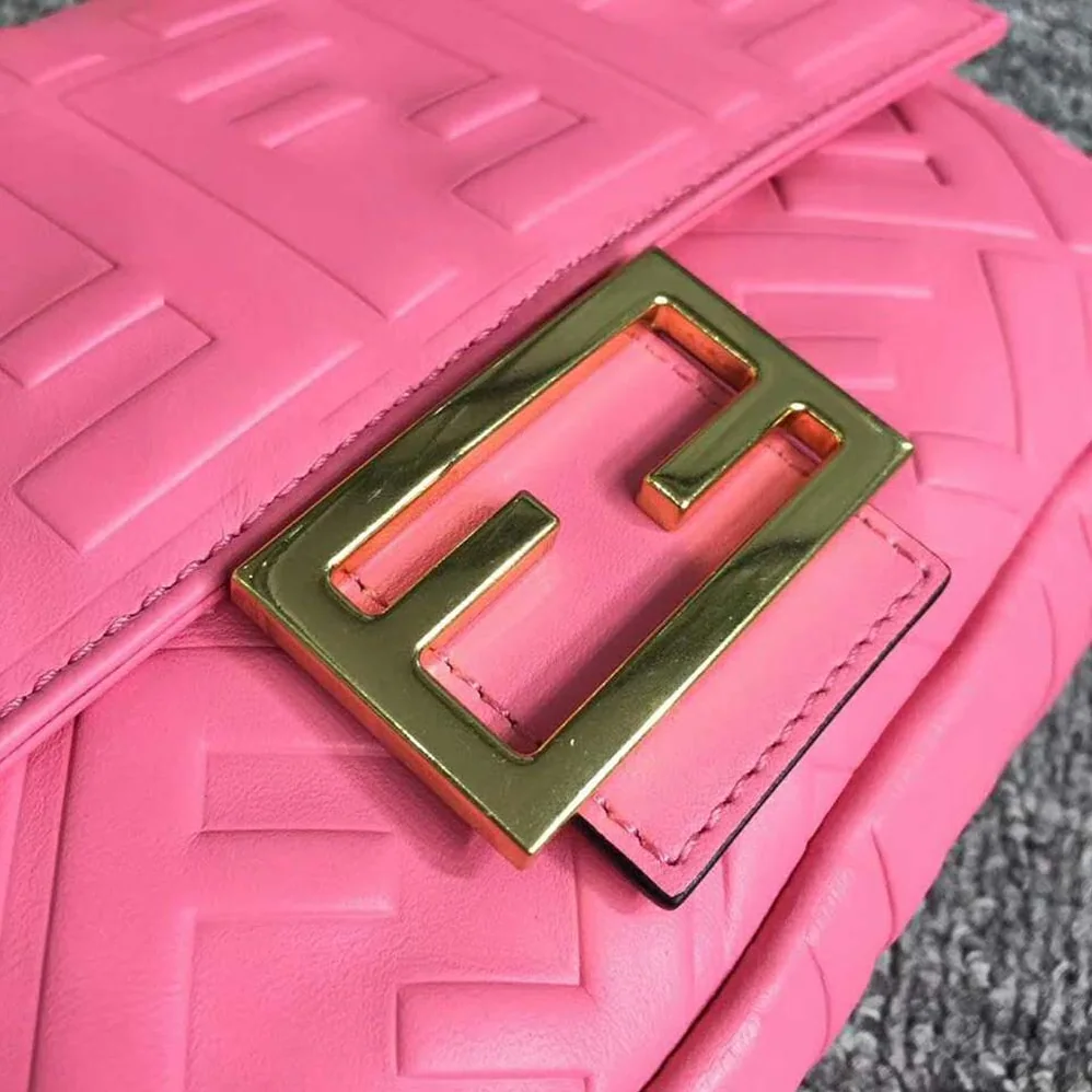 Fendi Iconic Baguette Leather Bag in Medium Size for Women in Pink