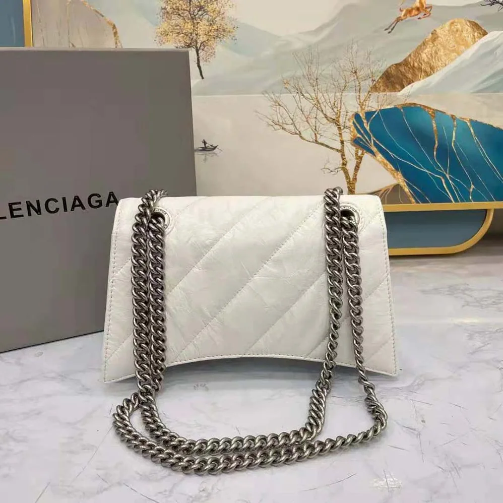 Balenciaga Crush Small Chain Bag Quilted in Optic White for Women Balenciaga Crush Small Chain Bag Quilted in Optic White for Women