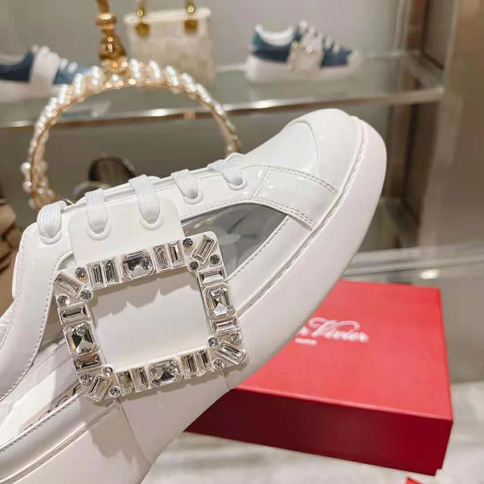 Roger Vivier Viv' Skate Strass Buckle Sneakers in PVC for Women in White
