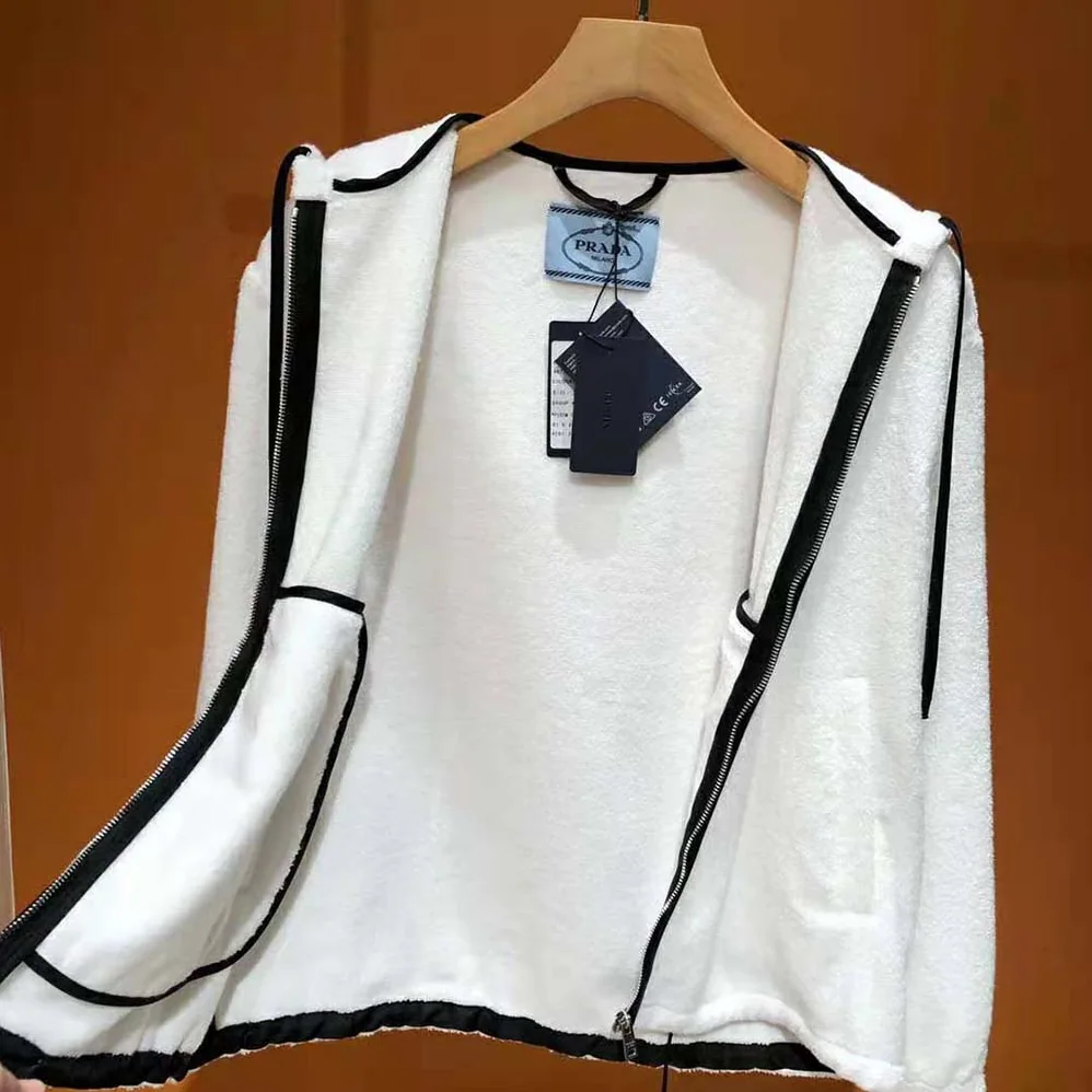 Prada Terry Cloth Hoodie for Women in White Prada Terry Cloth Hoodie for Women in White