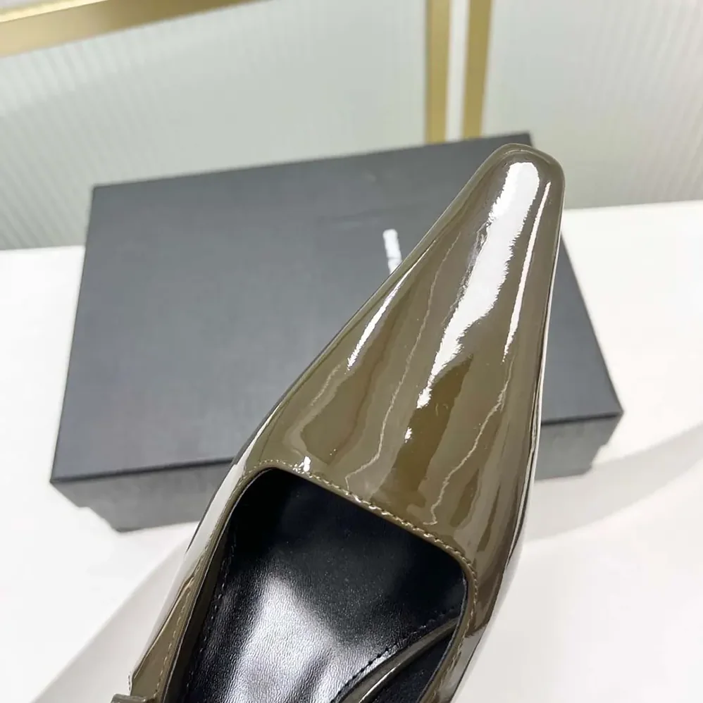 Saint Laurent YSL Lee Slingback Pumps in Patent Leather for Women in Drak Green Saint Laurent YSL Lee Slingback Pumps in Patent Leather for Women in Drak Green