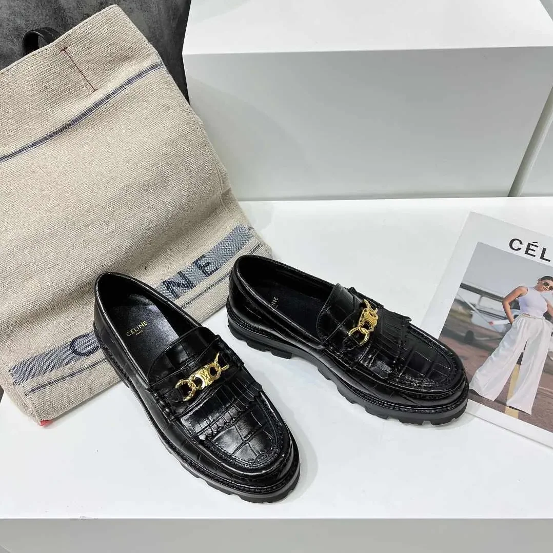 Celine Margaret Loafer With Triomphe Black Celine Margaret Loafer With Triomphe Black