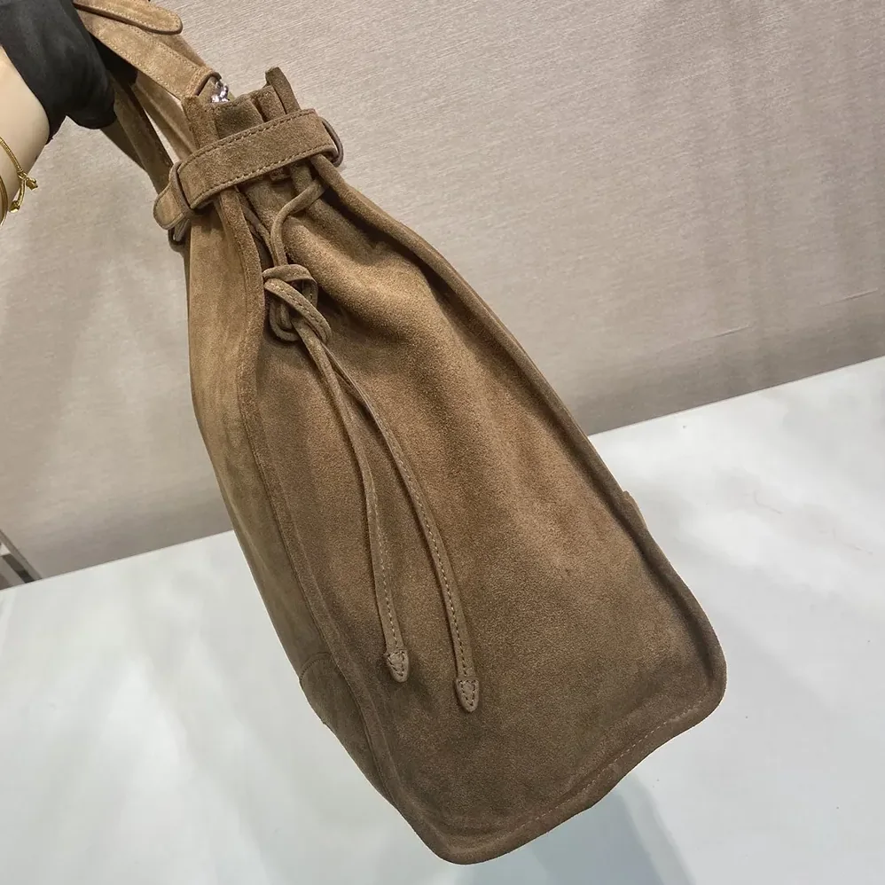 Prada Bonnie Suede Tote Bag for Unisex in Cinnamon