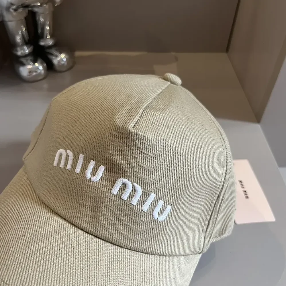 Miu Miu Drill Baseball Cap-Beige 5HC179_2DXI_F011P for Women