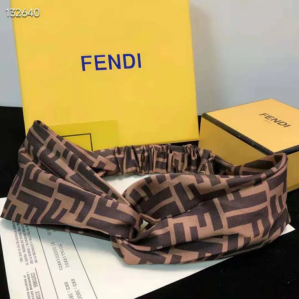 Fendi FF Band FF Band Brown Silk Bandeau Top for Women Fendi FF Band FF Band Brown Silk Bandeau Top for Women