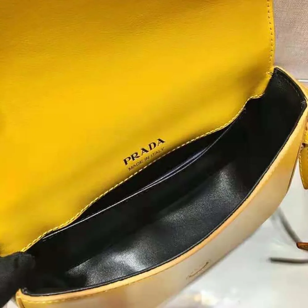 Prada Saffiano Leather Prada Ldentity Shoulder Bag for Women in Yellow